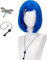Coraline Perücke Licht Blau Perücken mit Pony für Mädchen Kurze Bob Perücke Cosplay Kostüm Halloween Party, Weihnachten, Karneval