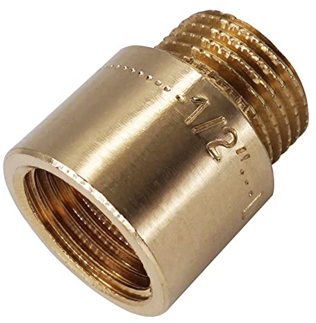 SKIR'CO Lot de 2 rallonges de filetage de tuyau 1/2, filetage mâle et filetage femelle 20 mm, raccord de tuyau en laiton, filetage BSP