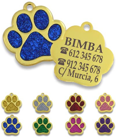 ibera gifts - Hundemarke mit Gravur - Personalisierte Hundemarke in Pfotenform für kleine und mittelgroße Haustiere - Hochwertiges legiertes Metall - Hundemarke personalisiert