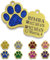 ibera gifts - Chapa Perro Grabada en Forma de Pata para Perros y Gatos Pequeños a Medianos, Placa Perro Personalizada, Metal Dorado con Purpurina, Tamaño 30 x 30 mm (Azul)