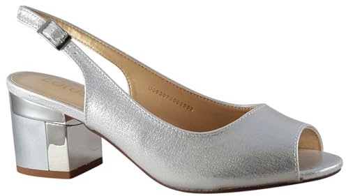 Lotus Ladies Evelyn Silver Adjustable Slingback Low Heeled Sandals Shoes (uk_footwear_size_system, adult, women, numeric, medium, numeric_4)