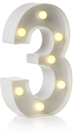 Auraglow LED Alphabet Letter & Number Light Sign Decorations, Lamp for Home Birthday Party Event, Night Lights, Battery Powered Letters And Numbers With Four Hour Timer (3)