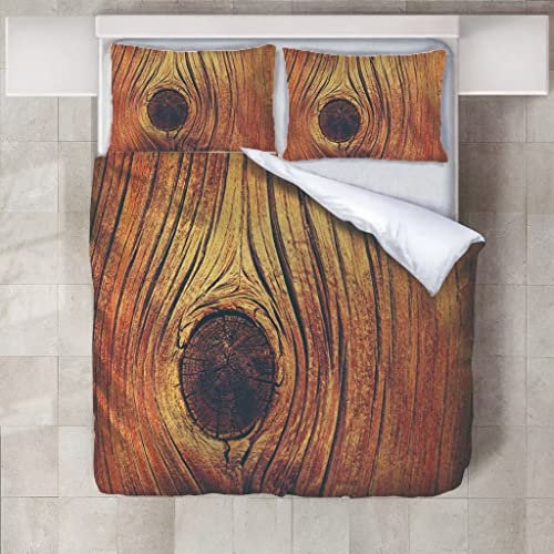 Roadchoice Log-Baum-Korn Bettwäsche 200x200 Plank-Textur Bettbezug-Sets, Weiche Mikrofaser Bettwasche ​Set, 1 Bettbezug 200x200 + 2 Kissenbezug 80x80 cm mit Reißverschluss