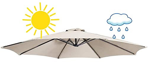 Sonnenschirmbezug Ersatzbezug Sonnenschirm Die Ersatzbespannung Ersatzschirmbespannung Ersatz Für 2.7/3m Schirm 6 Armigen/8 Armigen Sonnenschirm Ersatzbezug ( Color : Beige White , Size : 3m/9.8ft (6r