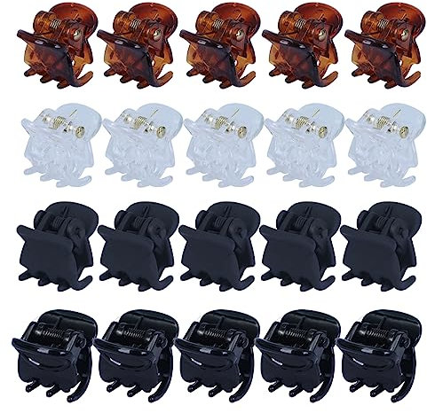 Tadipri 20 Pezzi Clip Per Capelli Plastica Mini Clip Per Capelli Donna Mollette Per Capelli Forcina Antiscivolo 1 5Cmx1 5Cmx2Cm(Nero Lucido/Caffè/Trasparente/Nero Opaco)