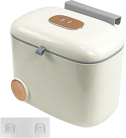 Tongboke Mülleimer Wandmontage mit Deckel 7L, Klein Küchenabfalleimer zum Aufhängen, Multifunktionaler Abfallbehälter Plastik, Küchenmülleimer für Küchen, Wohnmobil, Schlafzimmer (Milchig weiß)
