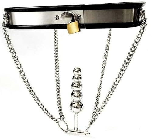 Portabler und Abnehmbarer Keuschheitskäfig Edelstahl Keuschheitsgürtel Unterhose Frauen Fetisch Sklave/Mit Schloss Und Schlüssel Keuschheitsgürtel Spielzeug Für Frauen Bondage-Fetisch BDSM,60cm/70cm