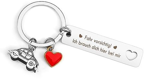 QONCV Fahr vorsichtig Schlüsselanhänger, Führerscheinprüfung Bestanden Geschenke Schutzengel Geschenke Vorsichtig Drive Schlüsselanhänger Glücksbringer Führerschein Geschenk zum Neuen Auto Geburtstag