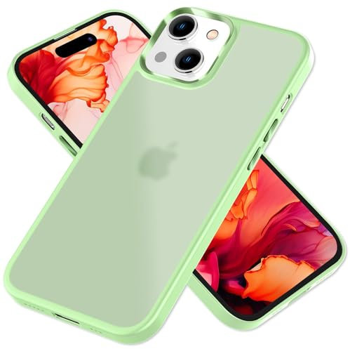 NALIA Matte Handyhülle für iPhone 15 Plus - Stoßfester Silikon-Rahmen & Semi-Transparent - FUZION (Anti-Fingerprint Case) - Marke aus Berlin, Farbe:Mint-Grün