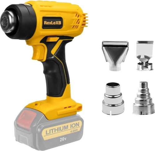 Pistola ad Aria Calda Professionale per DeWalt 20V batteria Max agli ioni di litio, 400 W 990 ℉ (532 ℃), per pellicola termoretraibile, fai da te, piegatura dei(Batterie non incluse)