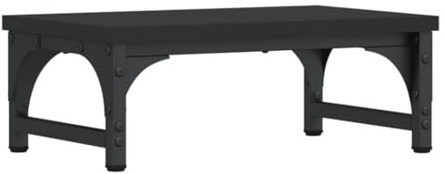 vidaXL Support de Moniteur, Réhausseur d’Écran avec Pieds Réglables, Support d'Ordinateur avec Rangement Bureau Intérieur, Noir Bois d'Ingénierie