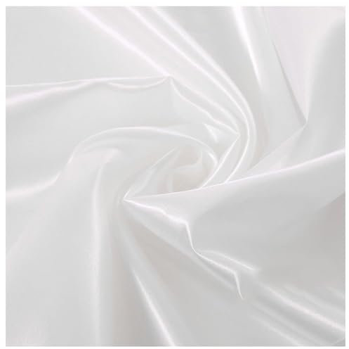 Seiden Satin Stoff Glanz Gewebe Meterware Kleidung Vorhang Mode Hochzeitsdeko Abendkleidung Karnevalskostümen und Röcken Deko Tischdecken zum Nähen von Kissen(Color:reines Weiß)