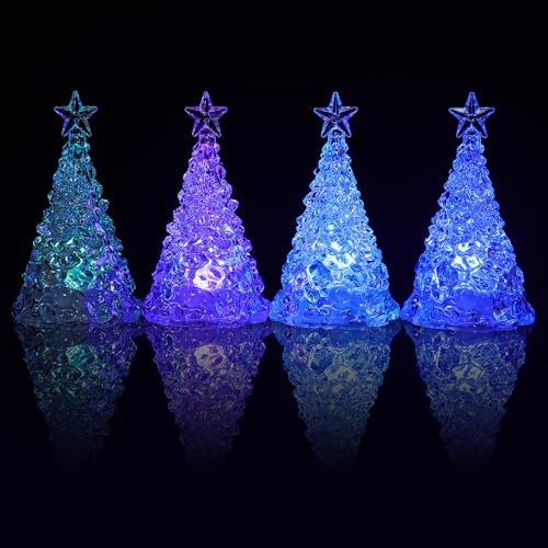 MAGICLULU 4 Stück Beleuchteter Weihnachtsbaum Buntes Led-Nachtlicht Leuchtender Weihnachtsbaum Weihnachtstischplatte Feiertagsdekoration Farbwechselnde Leuchtende Glitzernde Tischfigur Für