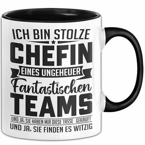 Ich Bin Stolze Chefin Eines Ungeheuer Fantastischen Teams Tasse Geschenk Für Beste Chefin (Schwarz)