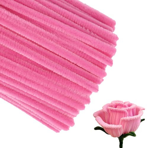200 Stück Pfeifenreiniger Rosa, Pfeifenputzer zum Basteln, 30cm Chenilledraht, Pipe Cleaner, Pfeifenreiniger für DIY Handwerk Dekorationen
