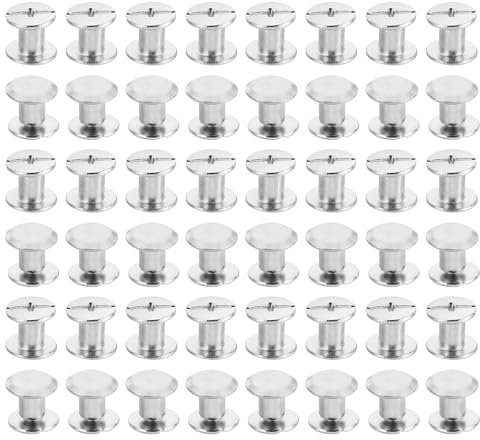 PATIKIL M5x6mm Chicago Screws, 100 Sets Chicago Screws Phillips Binding Post Screw Bolts Leather Rivets Brass Fasteners Connectors Steel for Leather Belt Scrapbook Photo Albums, Silvery