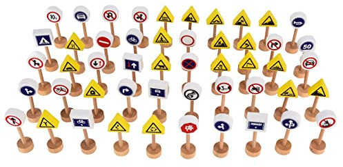 Denash Panneaux de Signalisation, Ensemble de Jeu de Panneaux de Rue en Bois pour Enfants, sans Odeur, Aide à l'apprentissage pour Les Enfants