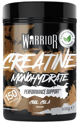 Warrior Creatine Monohydrate Powder 500g Pure Micronised (150 Servings) | 3g Creatine Per Serving, Flavoured Creatine Drink Mix, Vegan, Easy Dissolve, Strength & Recovery, For Women & Men (Cool Cola)