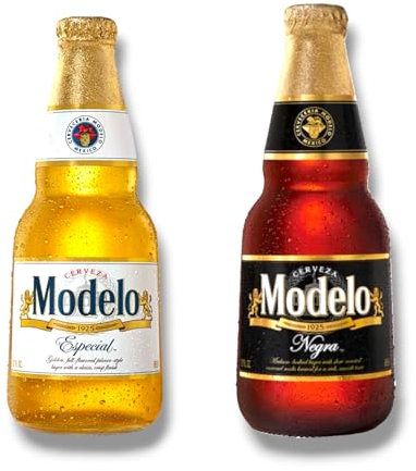 Modelo Bier Mix- 3 x Cerveza Modelo Especial 0,35l & 3 x Modelo Negra 0,35l- Mexiko- Inkl. Haus der Biere Berlin Bierdeckel (6 Flaschen)