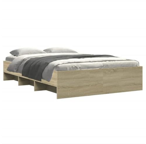 vidaXL Bettgestell, Bettrahmen mit Lattenrost, Schlafzimmerbett Bett mit Stauraum, Doppelbett für Schlafzimmer, Sonoma-Eiche 140x190cm Holzwerkstoff
