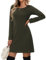 Tanmolo Kleid Damen Elegant Knielang Langarm Rundhals Freizeitkleid Herbst und Winter (Dunkelgrün XXL)