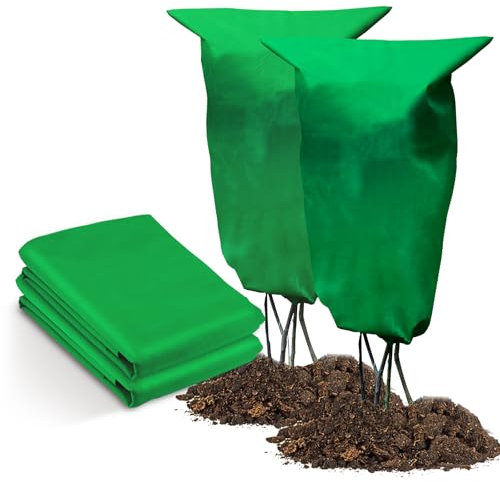 Jordbrux 70g/m² Winterschutz-Haube für Pflanzen, 2 Stück 60cm x 80cm Pflanzenabdeckung Frostschutzhaube für Pflanzenmit, Frostschutz, Atmungsaktiv, mit Zugband