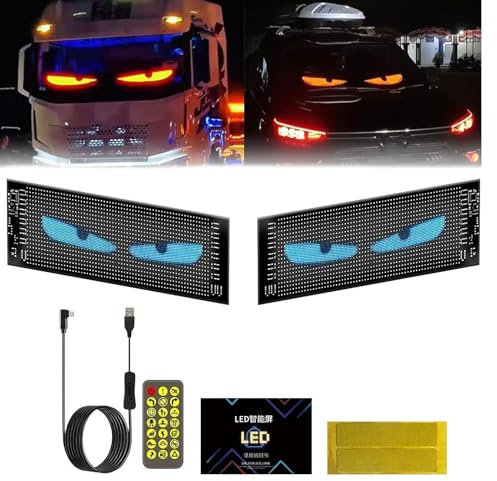 Wmool 2 Stück Teufelsaugen-Licht für Autos, programmierbares Flex-Auto-LED-Display, Bluetooth-Display, 3D-Auto-Teufelsauge, Dämonen, böse Blicke, USB-LED, dynamisches Teufelsaugen-Licht für Autos,