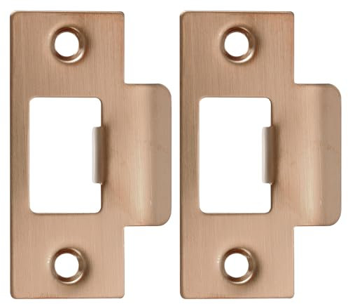 PATIKIL 2-3/4 Door Lock Strike Plate,2 Pcs Stainless T Strike Deadbolt Strike Plate,Door Backplate for Interior Exterior Door Use(Large Hole), Rose Gold