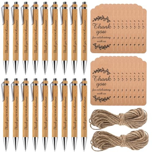 Trendecor 18 Stück Kugelschreiber Holz, Holzkugelschreiber mit Gravur Inspirierende Kugelschreiber Hochwertig Ergonomischer für Schreiben Journaling Bürobedarf Abschlussgeschenk