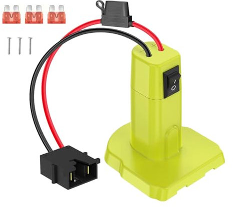 Upgrade Power Wheel Adapter for Ryobi 18V Battery Adapter Power Connector 12 Gauge with Switch Fuse & with Wire Harness Connector,Fuses Holder & 30A Fuses, Power Convertor for DIY RC Car Toys