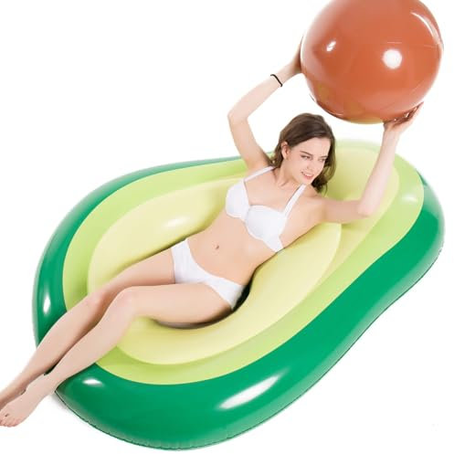 Flotador inflable para piscina de aguacate con pelota de agua divertida para el verano en la playa, natación, juguetes flotantes, para niños, adultos