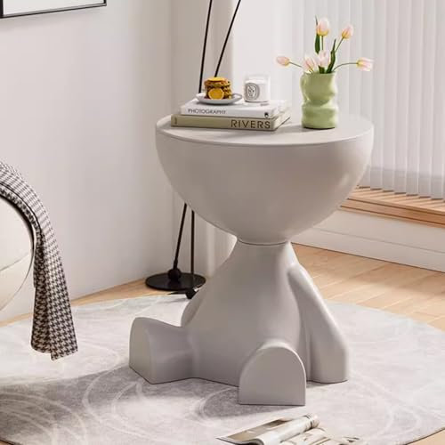 Beistelltisch, runder Couchtisch, süßer Sofa-Beistelltisch, Nachttisch, Kleiner Beistelltischs mit Akzent für Wohnzimmer, Schlafzimmer, Balkon, Büro, Moderne Nachttisch-Wohndekoration (Grau)