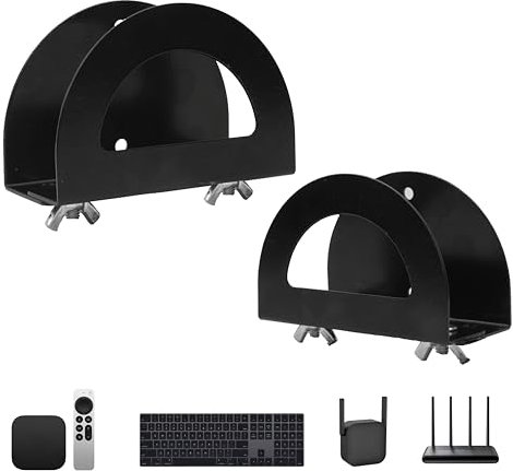 XIINGYAAN 2 Pièces Etagère Murale Universel Support Box Internet sans Percer Murales Rangement Box Internet Réglable, Noir