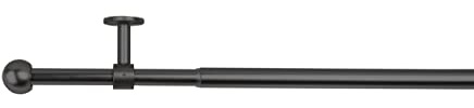 ondeco Gardinenstange 2 in 1 | Ausziehbar | Wand- & Deckenmontage | Verstellbar 5-8 cm | Stabil für schwere Vorhänge | 19 mm Ø | Schwarz oder Edelstahl Schwarz 210-400 cm