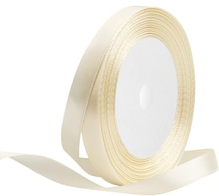 Satinband 10mm Breit Cremeweiß,22 Meters Geschenkband Schleifenband Stoffband für Hochzeitsdekoration, Geschenkverpackung, Basteln, Party Deko