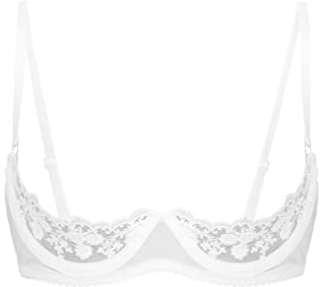 YiZYiF Women's 1/4 Cup Lace Bra Hollow Out Harness Bralette No Padded Underwire Push Up Balconette