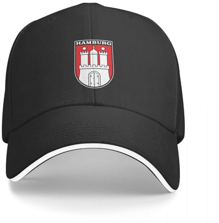 ECUXSRHN Basecap für Herren Schwarze Baseballcap Hamburg Wappen - Deutschland Abzeichen Hut Wanderhut Herren Caps