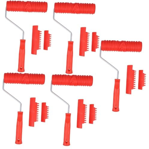 Homoyoyo 5 Set Grano Naturale Per Dipingere Decorazione Struttura Per Venature Del Legno Strumento Per La Venatura Del Legno Di Vernice Per Esterni Plastica Rosso