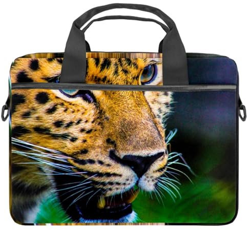 Sacoche à bandoulière pour ordinateur portable Motif léopard avec poignée 33 et 14 pouces