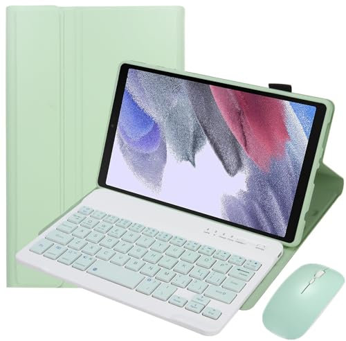 TSATAULE Funda con Teclado para Samsung Galaxy Tab A7 Lite de 8,7 Pulgadas (2021, SM-T220/T225/T227), Teclado Español Ñ Bluetooth Desmontable, Portalápices Y Ratón para Tableta.,Verde