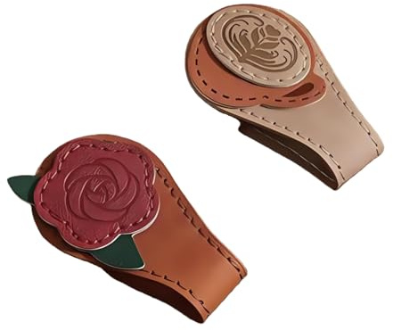 2 Stück Vintage Lesezeichen Magnetisch aus Leder, Leder Magnetische Lesezeichen für Damen, Lesezeichen für Herren, Magnetische PU Lesezeichen Clip Buchzubehör