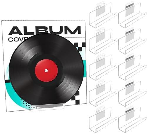 Dmnnlp 10 Pack Acrylic Vinyl Record Shelves, Clear Wall Mount Display Rack with Adhesive for Lp Cd Storage,Stick on Shelves Set for Cd Display In Home Office (10cm | 4 Inch)