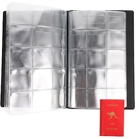 ARTIBETTER Münzsammelbuch mit Fächern Transparentes Münzalbum für Aufbewahrung und Präsentation von Münzen Medaillen und Sammlerstücken für Münzen