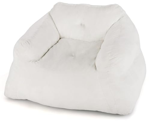 FANTASK Sitzsack Sessel, Bodensofa, gepolstertes Bodensessel mit Samtbezug & rutschfestem Boden für Wohnzimmer, Schlafzimmer & Lesezimmer, 129 x 111 x 69 cm (Beige)