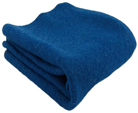 Walkstoff Walkloden Kochwolle Schurwolle l 100% Schurwolle l Mantelstoff l Wollstoff l weich, isolierend, vielseitig, beidseitig verwendbar l 50 cm x 140 cm l Stoff zum Nähen l blau