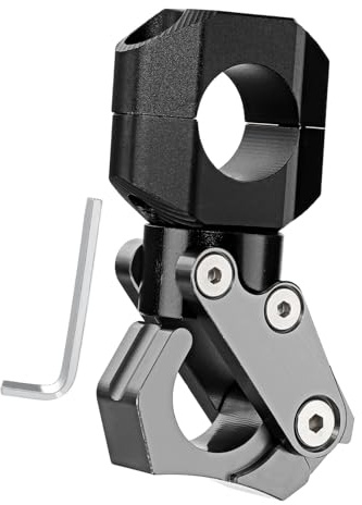 MUELODSIC Gancio Manubrio Moto Pieghevole in Acciaio Inossidabile Resistente Porta Casco e Borse Compatibile Installazione Rapida e Salvaspazio
