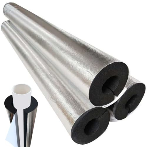 AYHSMNOU Rohrisolierung Klimaanlage Rohrdämmung, Innendurchmesser 16-219mm, Dicke 10-30mm Rohr Isoliertes Schaumrohr mit Alufolie, Selbstdichtende Rohrisolierung (ID) 110mm x (T) 10mm x (L) 0.95m