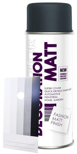 Craft-Equip DC 1 Stück Lackspray Matt nach RAL in 400ml zur Lackierung von Auto Stahl Aluminium Beton Holz und Spritzmusterkarte (1 Dose in anthrazit MATT RAL 7016 + Karte)