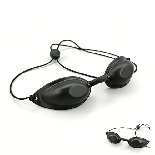 2 Solarium Brille Schutzbrille fuer Rotlichtlampe Sonnenbank Schwarz | blickdichter Augenschutz, Silikon Material, breiter Randabschirmung, elastisches Band, Sonnenbankbedeckung Accessoire