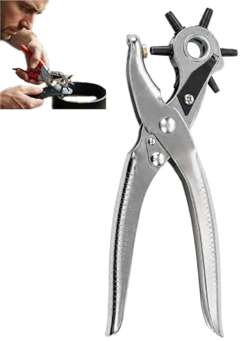Set De Poinçon à Cuir Rotatif Basics Avec Embouts Multi-Tailles,Pince Perforatrice Cuir,Trou Ceinture,Emporte-Pièce Perforateur,Ceintures,Argent